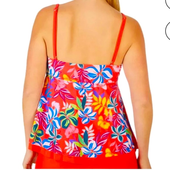 Caribbean Joe Babydoll Tankini Swim Top - Picture 2 of 7